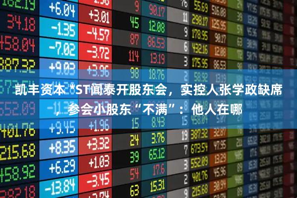 凯丰资本 *ST闻泰开股东会，实控人张学政缺席，参会小股东“不满”：他人在哪